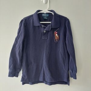 Polo By Ralph Lauren Long Sleeve Polo Shirt size 6 blue large full color pony